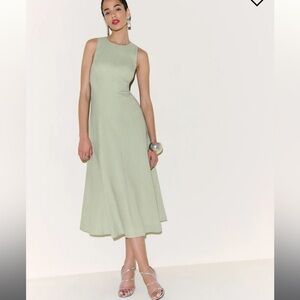 Reformation Davin Linen Dress Green - Size 4